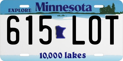 MN license plate 615LOT