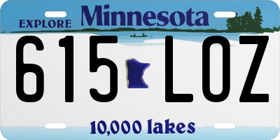 MN license plate 615LOZ