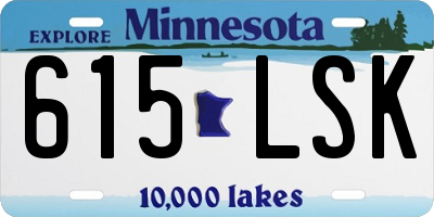 MN license plate 615LSK