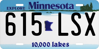 MN license plate 615LSX