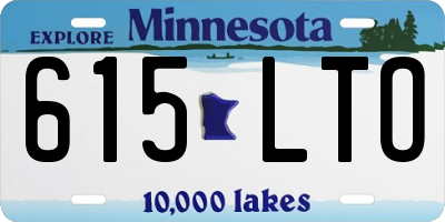 MN license plate 615LTO