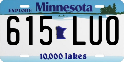 MN license plate 615LUO
