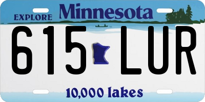 MN license plate 615LUR