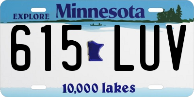 MN license plate 615LUV