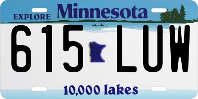 MN license plate 615LUW