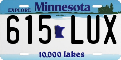 MN license plate 615LUX