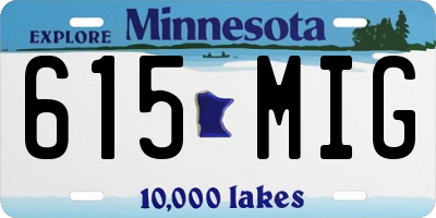 MN license plate 615MIG