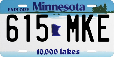 MN license plate 615MKE