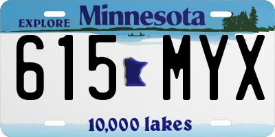 MN license plate 615MYX