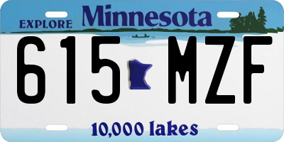 MN license plate 615MZF