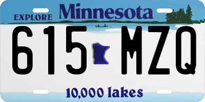 MN license plate 615MZQ