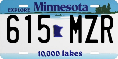 MN license plate 615MZR
