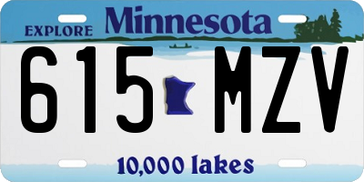 MN license plate 615MZV