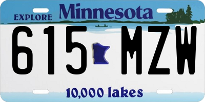 MN license plate 615MZW
