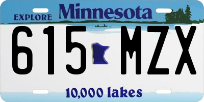 MN license plate 615MZX