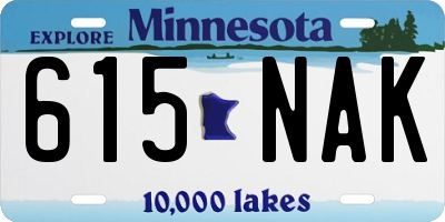 MN license plate 615NAK