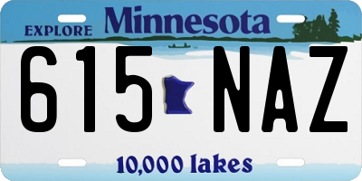 MN license plate 615NAZ