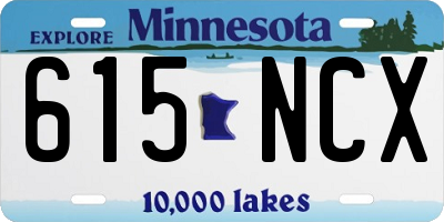 MN license plate 615NCX
