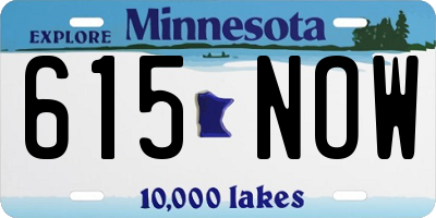 MN license plate 615NOW