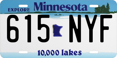 MN license plate 615NYF