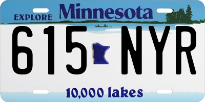MN license plate 615NYR