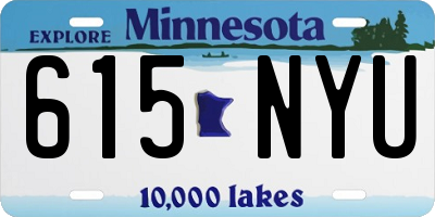 MN license plate 615NYU