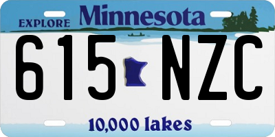 MN license plate 615NZC