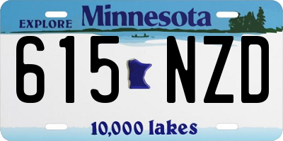 MN license plate 615NZD