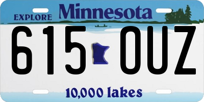 MN license plate 615OUZ