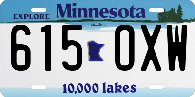 MN license plate 615OXW