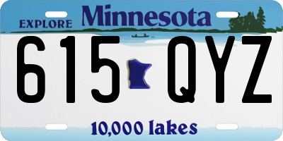 MN license plate 615QYZ