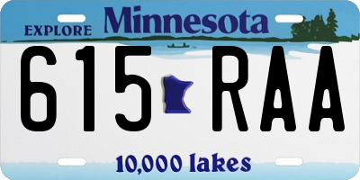 MN license plate 615RAA