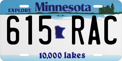 MN license plate 615RAC