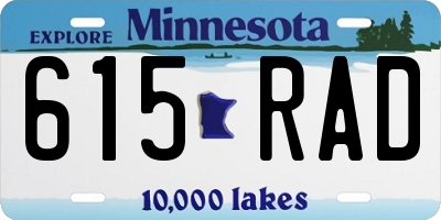 MN license plate 615RAD