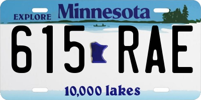 MN license plate 615RAE