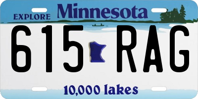 MN license plate 615RAG