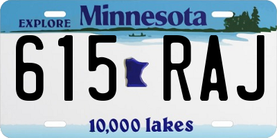 MN license plate 615RAJ