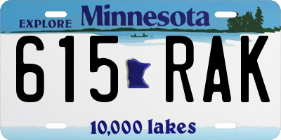 MN license plate 615RAK