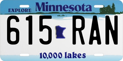 MN license plate 615RAN