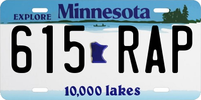 MN license plate 615RAP