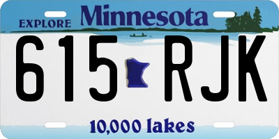 MN license plate 615RJK