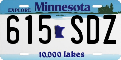 MN license plate 615SDZ