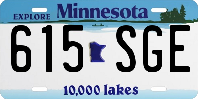 MN license plate 615SGE