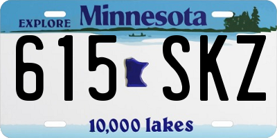 MN license plate 615SKZ