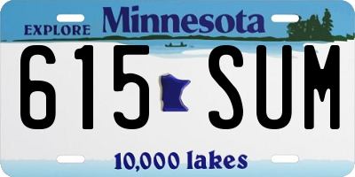 MN license plate 615SUM