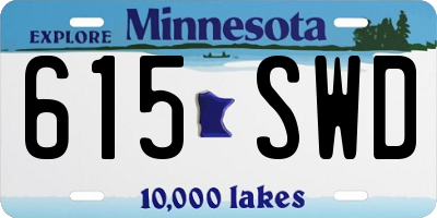 MN license plate 615SWD