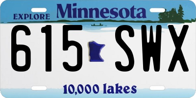 MN license plate 615SWX