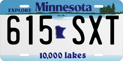 MN license plate 615SXT