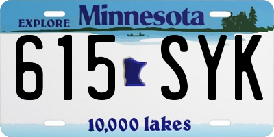 MN license plate 615SYK