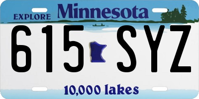 MN license plate 615SYZ